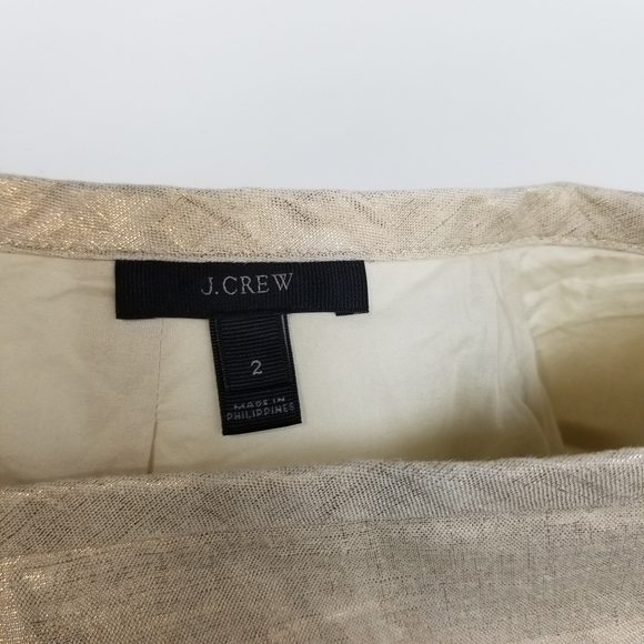 J. Crew Crossover Wrap Metallic Linen Skirt 2 - Picture 3 of 7